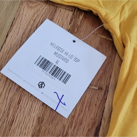 NWT Agnes & Dora Melrose Hi-Lo Top Mustard - Picture 3 of 4